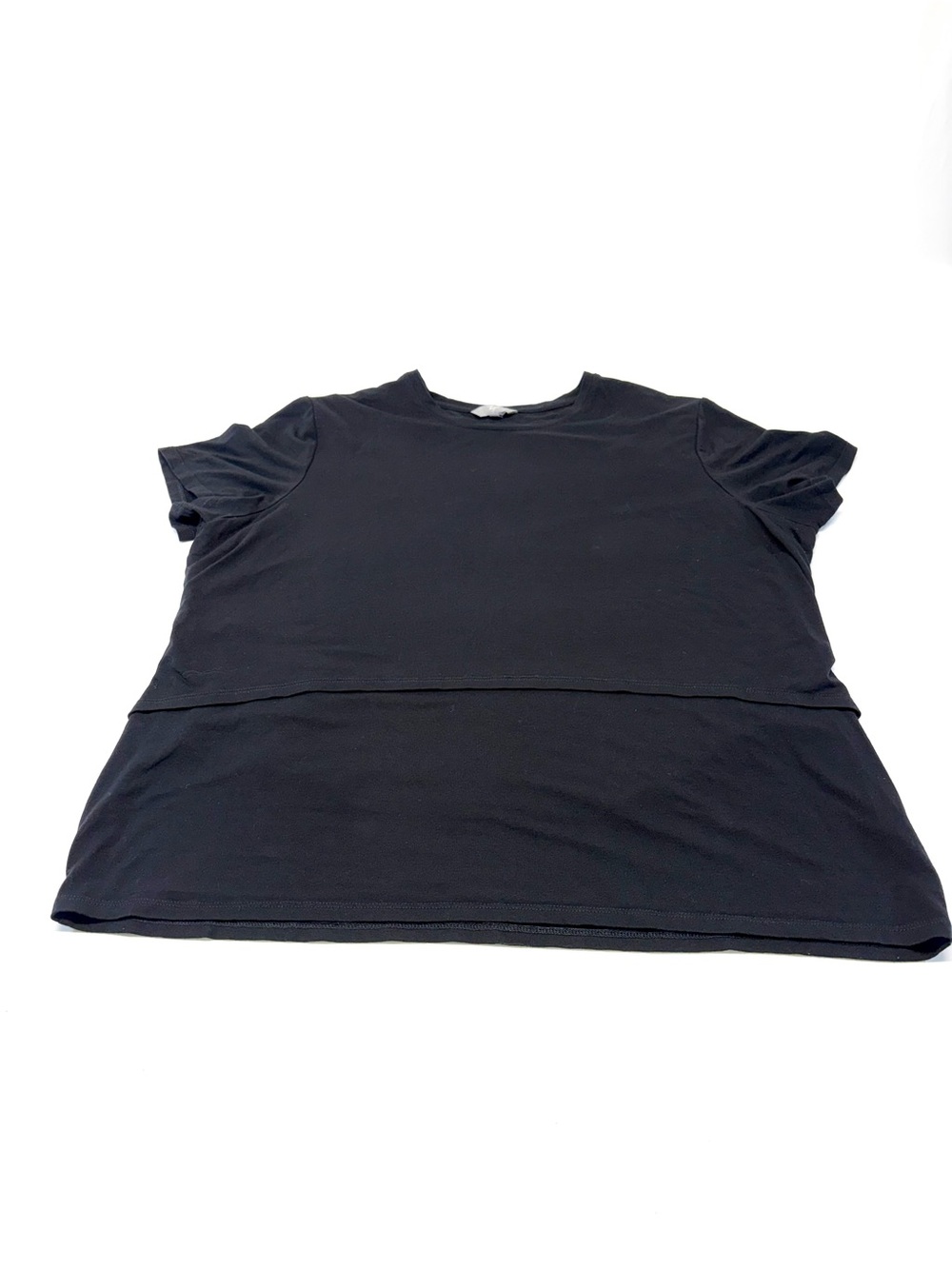 Thyme Maternity Black Double-Layer Pregnancy & Nursing Tee XL